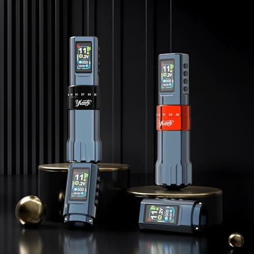 Tattoo Gun Kit for Professionals, Wireless Tattoo Pen Machine Set with 7 Strokes Length, 2pcs 1,600 mAh Battery for Artists Tattoos Supply (black-machine) - Thumbnail 2