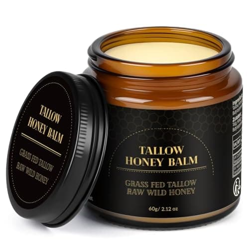 IIIMEIDU Beef Tallow for Skin, Tallow and Honey Balm for Face Moisturizer Balm, 100% Natural Organic Grass-Fed Beef, Honey, Vitamin E Oil for Body & Face (2.1 Oz) - Image 1
