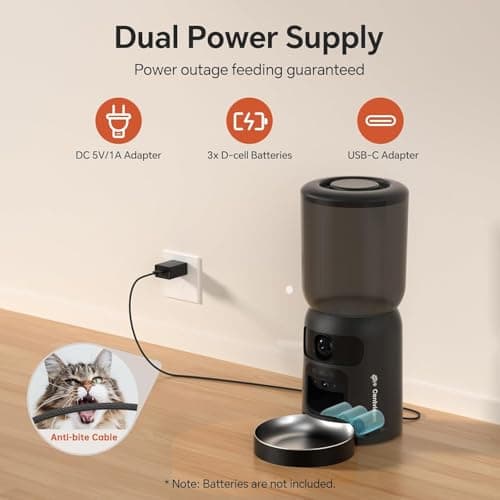Centvicam Automatic Cat Feeder with Movable Camera: 5G WiFi Automatic Dog Feeder with Laser Pointer,Cat Food Dispenser with Night Vision for Multiple Pet, Detachable for Easy Clean -24 Cup -6L Storage - Thumbnail 6