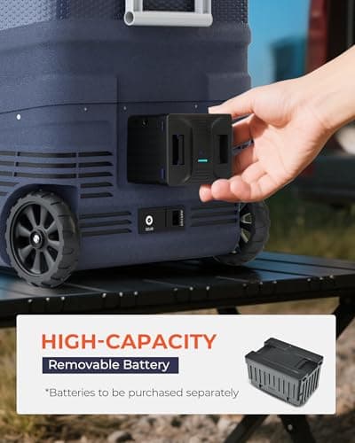 EKOJUCE 12 Volt Refrigerator Portable Fridge Freezer - 58 Quart(55L) Electric Cooler with Wheels, 12/24V DC & 100-240V AC, -4℉-68℉, APP Control, 12V Car Fridge for Camping, Boating, RV, Outdoor, Home - Thumbnail 5