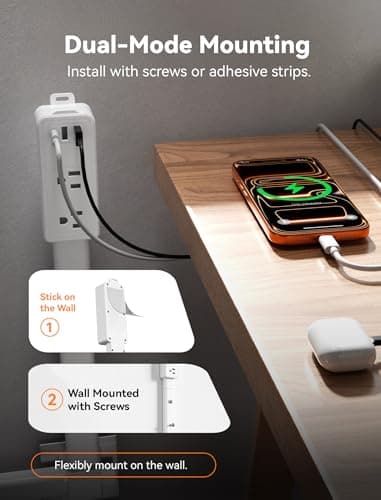 Blueera Electrical Outlet Extender Stick Features USB-C, 2 USB-A, 2AC Outlets, 17"-36" Extandable Outlet Access Hard-to-Reach, 4-Way Wall Plug Power Socket Extender Behind Couch, Nightstands-1 Pack - Thumbnail 4
