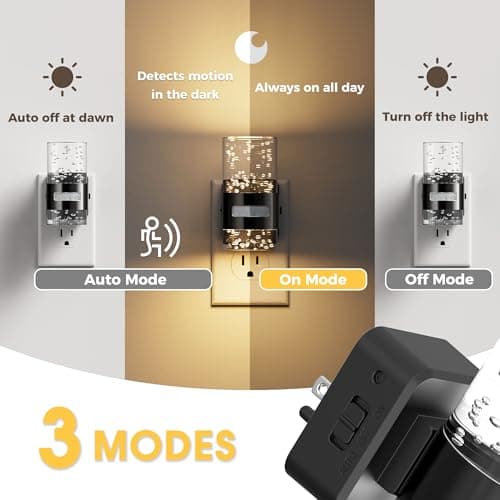 L LOHAS LED Motion Sensor Night Light,Dimmable Night Lights Plug into Wall, 3000K Night-Lights with 0-100 LM Adjustable, Acrylic Bubble Plug in Nightlight for Bathroom Hallway Nursery - Thumbnail 3