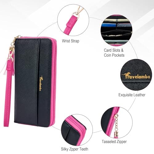 Travelambo Womens Wallet Tassel Bifold Ladies Cluth Wristlet Wrist strap Long Purse - Thumbnail 5