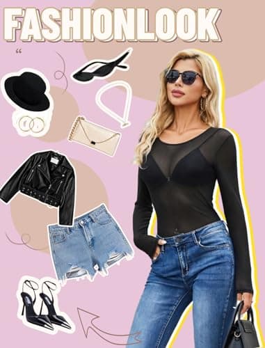 Avidlove Black Mesh Top Women Sheer Blouses for Women Mesh Undershirt Women T Shirt Black Long Sleeve Top Black L - Thumbnail 6