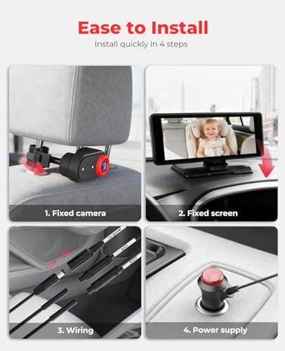 LUCKVIEW BM5PRO Double Car Camera for 2 Baby，7.2" 1080P Split Screen with IR Night Vision, Real-Time Monitoring Baby Car Camera,Easy Install, Family Travel Companion for Kids & Pets - Thumbnail 6