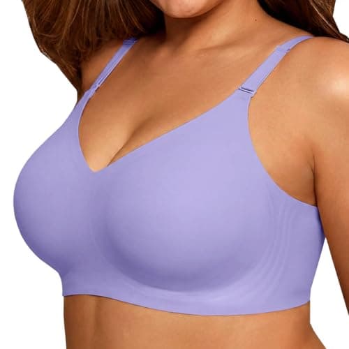 COCOMARTS Jelly Bras for Women No Underwire Push Up Seamless Supportive Plunge Bra Full Coverage Comfortable Bralettes Purple 3X-Large - Image 1