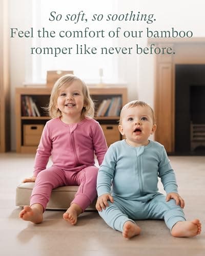 PurComfy Baby Long Sleeve Romper Jumpsuit, Premium Soft Bamboo Rayon One Piece Pajamas Boy Girl 2-Way Zipper Coverall Sleeper 6-12 Month - Thumbnail 3