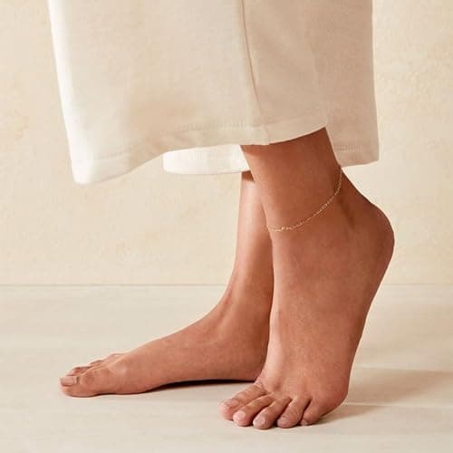 LOYATA Anklet Bracelet 14K Gold Plated Dainty Anklet Chain Waterproof Gold Chain Anklet for Women Cuban Beach Anklet Jewelry Gifts for Women 1 - Thumbnail 3