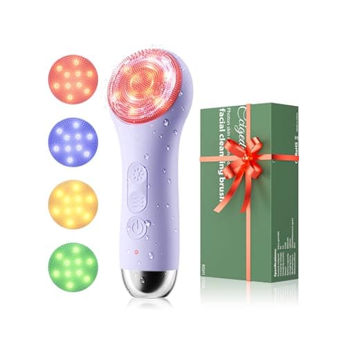 Face Scrubber Facial Cleansing Brush - Waterproof and Rechargeable Face Cleansing Brush with 4 LED Gentle Light, Cleansing, Exfoliating and Massaging, Electric Face Scrub Brush for Men & Women - Image 1