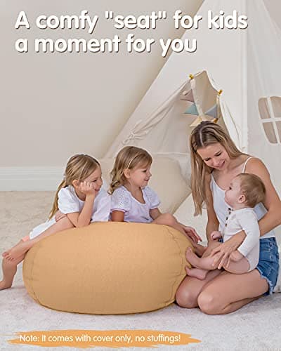 Aubliss Stuffed Animal Bean Bag Storage Chair (Solid Khaki, Medium (32'')) - Thumbnail 6
