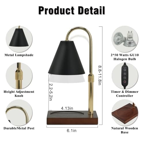 Candle Warmer Lamp Timer - Gifts for Mom, Birthday Gifts for Women, House Warming Gifts New Home Decor, Dimmable Wax Melt Warmer for Jar Candles with 2 Bulbs - Thumbnail 3
