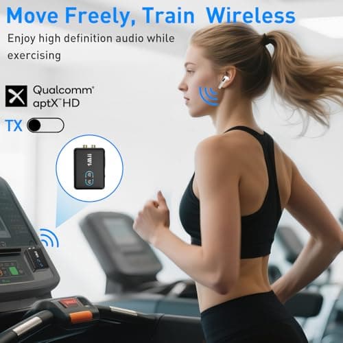 1Mii RCA Bluetooth 5.3 Adapter for TV, 3.5mm AUX Bluetooth Transmitter Receiver for 2 AirPods or Headphones, Home Stereo, Speakers, Projector, Treadmills, PC, with Volume Control, aptX Low Latency - Thumbnail 6