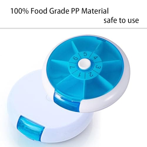 Weekly Medicine Pill Organizer - 7 Day Round Pill Box with Rotary Design, Daily Compartment for Vitamins & Medication, Compact Pill Case for Purse,Portable Travel Essentials for Pills & Supplements - Thumbnail 6