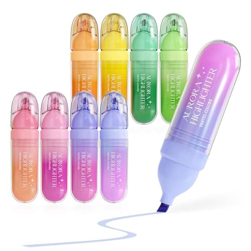 Four Candies 8 Pcs Highlighters Assorted Colors, Cute Pastel Highlighter Set, Quick-Dry, Soft Chisel Tip, No Bleed Highlighter, Aesthetic Highlighters for Christmas - Image 1