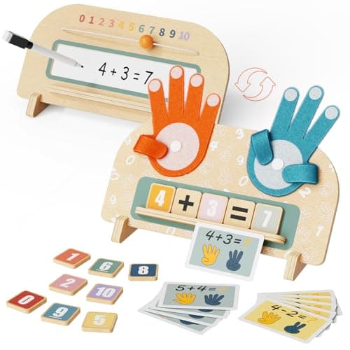 Paisure Montessori Math Toy for Kids 3-5, Double-Sided Finger Counting Board with Number Blocks, Hands-On Preschool Learning Toy, Educational Gift for Toddlers - Image 1