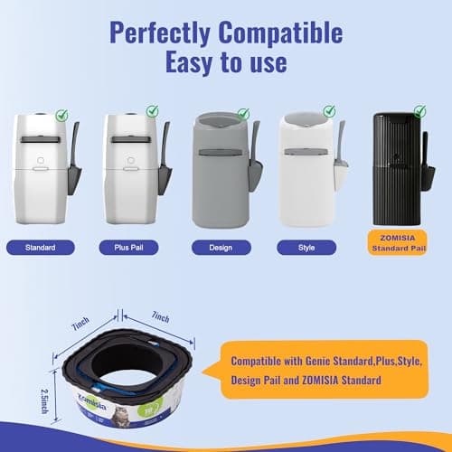 ZOMISIA 4 Pack Cat Litter Refill Bags, Non-See-Through Jumbo 120FT Cartridge Refill Total Up to Over 16 Months Per Cat for Odor Control, Compatible with Genie Standard, Plus, Style, Design - Thumbnail 2