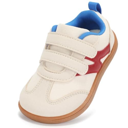 STQ KIDS Toddler Wide Shoes Girls Barefoot Tennis Sneakers Beige Red Little Kids 11 - Image 1