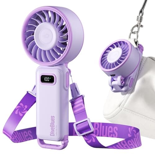 Diveblues Portable Turbo Fan, 100 Speed Handheld Fan with Strong Airflow, Foldable 4 in 1 Personal Fan for Neck, Desk & Travel, USB-C Rechargeable, Lightweight for Summer, Concerts & Outdoor Use - Image 1