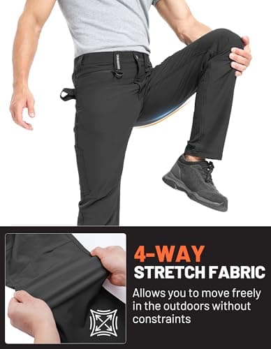 DURAWERK Men's 4-Way Stretch Cargo Pants, Work Pants, Durable Tactical Pants, Lightweight EDC Hiking Pants, Multi Pockets Hunting Pants for Outdoor Traveling Camping Fishing (Black, 38WX32L) - Thumbnail 2