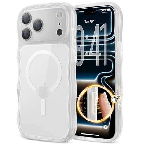 XWZ for iPhone 17 Pro Max Case for Women Girls,【Compatible with MagSafe】,【Camera Control】,【Full Camera Protection】, Cute Wave Magnetic Phone Case for iPhone 17 Pro Max,Frosted Clear - Image 1