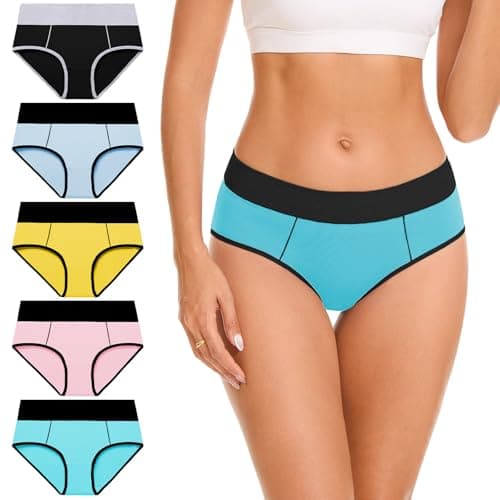 CleainKorte Womens Underwear Cotton Mid Rise Hipster Panties - Soft Stretch Breathable Briefs for Ladies 5 Pack XL - Image 1
