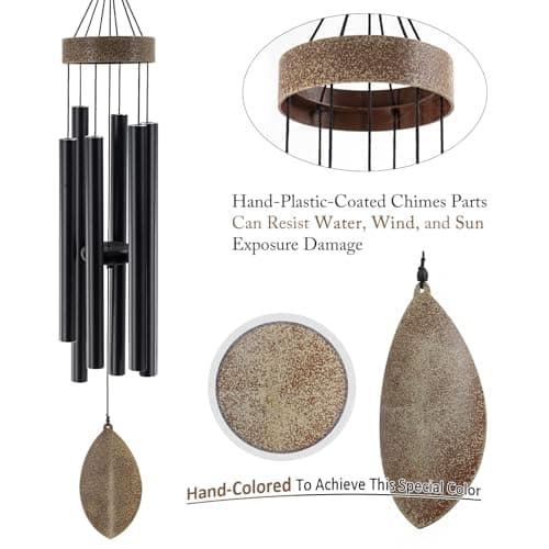 ASTARIN 36 Inch Wind Chimes for Outside, Tuned Metal Wind Chime for Outdoor Garden Patio, WindChimes Tuned Soothing Melodic Tones Windchimes Mom Dad Gift, All Metal Leaf Design Windchime - Thumbnail 2