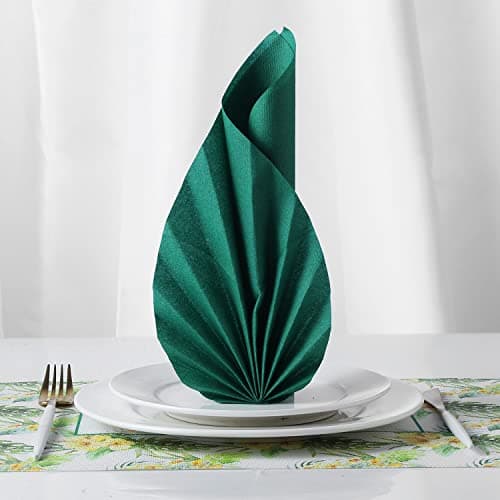 MORGIANA 50 PCS Disposable Dark Green Paper Napkins, Christmas Heavy Duty Linen Feel Dinner Large Green Napkins for Praty Wedding, St Patrick’s Day - Thumbnail 4