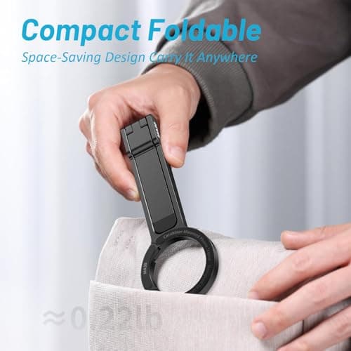 EGBULL Magnetic Phone Tripod, Foldable Portable Spring Clip Stand, Compatible with iPhone 12–17 Series & All Smartphones, Aluminum Alloy Stand for Live Streaming, Outdoor Use, 12N Strong Magnetic HOL - Thumbnail 5