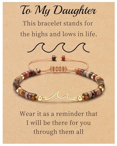 Sistble Mothers Day Gifts for Daughter, Daughter Gifts from Mom Wave Bracelets for Teens Natural Stone Beaded Bracelets Birthday Gift Inspirational Jewelry - Image 1