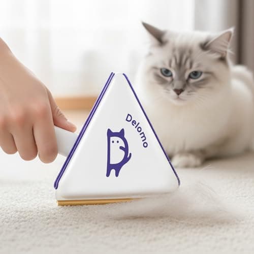 Multi-Use Pet Hair Removal Tool: DELOMO Handheld Fur Rake Scraper – Metal Side for Deep Cleaning on Carpets, Rugs & Car Mats, and Rubber Side for Gentle Cleaning on Couches – Ideal for Pet Homes - Image 1