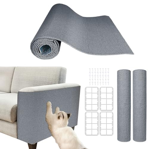 Cat Scratch Mat for Couch, Wall & Cat Tree - 78.7" Trimmable Self-Adhesive Cat Scratcher, Cat Scratch Furniture Protector, Felt Alternative to Sisal, DIY Cat Tower Replacement, 2 Pack(Light Grey) - Image 1