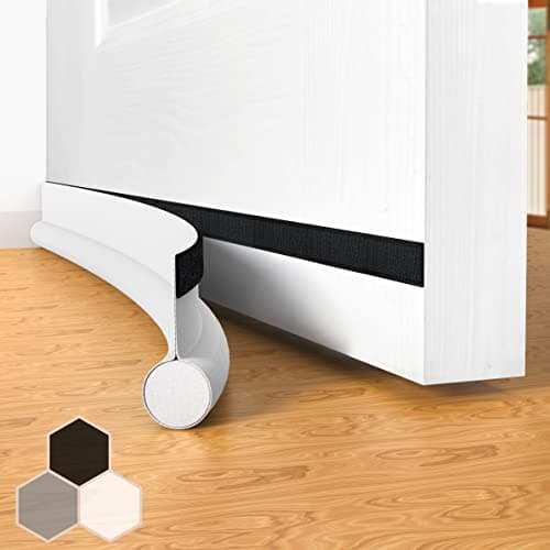 Door Draft Stopper Bottom One Sided Door Draft Blockers，37" Cutable Under Door Draft Blocker Insulator Door Sweep Weather Stripping Soundproof，Fits for Interior／Exterior Doors，1 Pack,White - Image 1