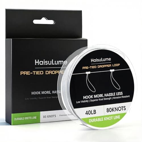 40LB Pre-Tied Dropper Loop Knots Fishing Line, 80 Knots Monofilament Leader with 5.5" Loop Diameter & 18" Spacing, Saltwater & Freshwater Fishing Knots Line for Sea Bass, Snapper, Cod - Image 1