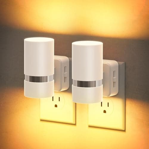 JandCase Night Lights Plug into Wall, Automatic Night Light with Dusk to Dawn, 2 Pack Amber 0-100LM Dimmable Plug in LED Nightlight for Bedroom, Hallway, Stairs - Image 1