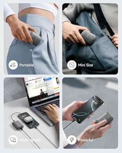 Kuulaa Portable Charger 10000mAh, Mini Power Bank with PD 22.5W USB-C Fast Charging, Ultra-Small Battery Pack Compatible with iPhone, Samsung, iPad & More - Thumbnail 6