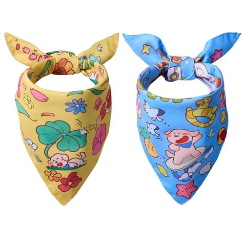 Goherii Spring Summer Dog Bandanas, Cute Colorful Bandanas, Washable Cotton Adjustable Pet Scarf Triangle Bibs for Small Large X-Large Dog Puppy - Image 1
