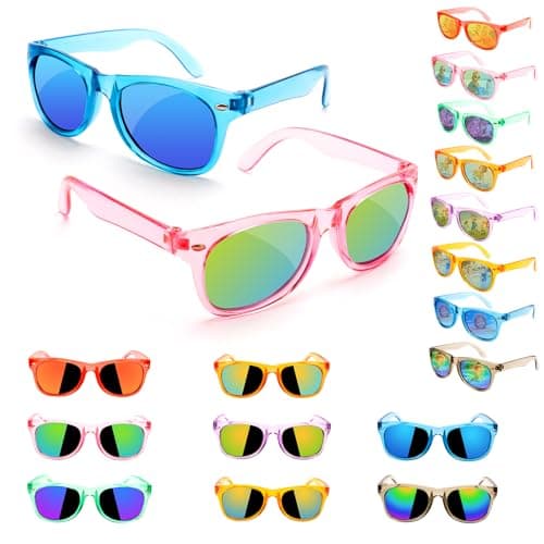 Resuar Party Favors Kids Sunglasses Bulk - Boys Girls Birthday Goodie Bags for Children Age 3-8, UV 400 Protection Neon Sunglasses Great Gifts Goody Bag Stuffers for Kids Party (8 Pack) - Image 1