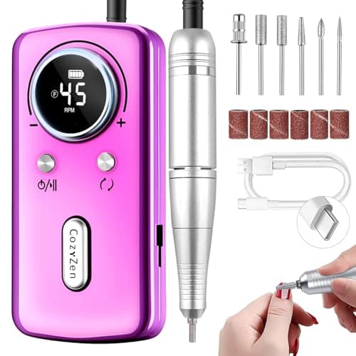 CozyZen Cordless Nail Drill Professional: 45000 RPM Rechargeable Electric Nail File Kit, Portable & Low Noise for Acrylic, Gel Nails, Manicure & Pedicure - Salon & Home Use - Image 1