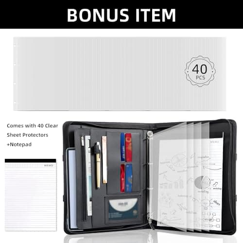 BRAVE ELK Zippered Padfolio Portfolio Binder, 40 Sleeves & Tablet Holder Case - Thumbnail 5