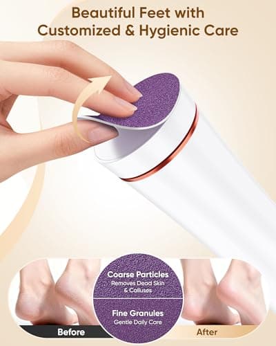 Electric Foot Callus Remover, 3-Speed Rechargeable Cordless Electronic Foot File with Moisturizing Balm, Electric Callus Remover Kit for Dead Skin, Birthday & Mothers Day Gifts for Women Mom, White - Thumbnail 6