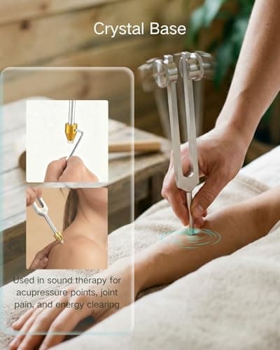 Tuning Forks for Healing Set - 128Hz, 136.1Hz, 256Hz, 384Hz for Stress Relief, Anxiety & Sleep, Healing Crystal Stone - Zen Tools, Mindfulness Yoga Accessories - Spiritual Gift - Thumbnail 4