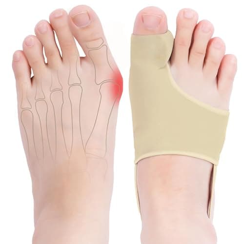 Bunion Corrector for Women & Men - Professional Big Toe Separators for Day & Night Use - Soft Gel Bunion Splint Pads for Hallux Valgus Relief, Hammer Toe Straightener - Comfortable, Breathable & Anti-Slip (Beige, 1 Pair) - Image 1