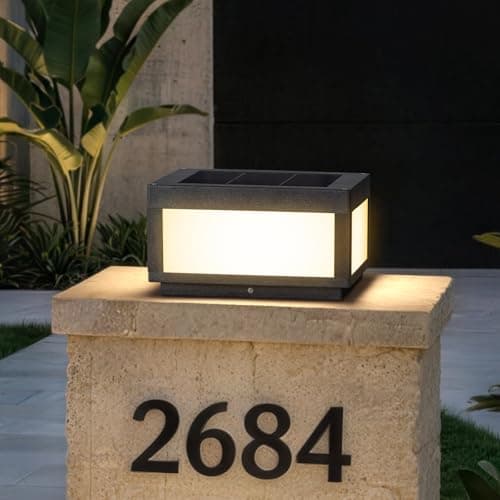 MVBT Large Solar Post Lights Outdoor, Square Solar Pillar Lights 12x12, Solar Power Column Light Waterproof, Modern Post Lamps Outdoor, Dusk to Dawn Lantern Column Lamp for Driveway Entrance Pillars - Image 1