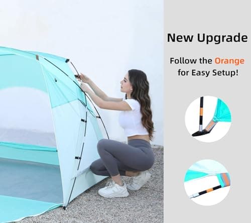 Beach Tent, Portable Sun Shelter for 2/3/4/6-8 Person with UPF 50+ UV Protection, Easy Setup Waterproof Beach Shade Canopy Cabana for Family Outdoor and Picnics, Fishing with Carrying Bag - Thumbnail 2