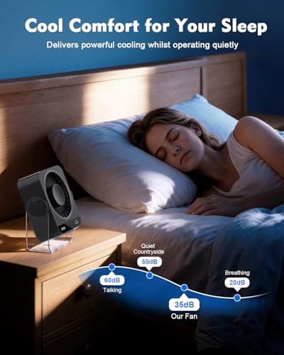 Ehoyal Small Desk Fan Quiet: Rechargeable 5000mAh Battery Powered, 199 Speeds Strong Wind, 120° Tilt Adjustable, 6.6" Portable Desktop Fan for Bedside Sleeping Camping Home Office Travel, Black - Thumbnail 6