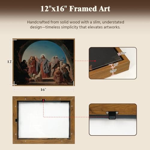 Vintage Framed Jesus Wall Art, Religious Wall Decor for Pray Room Christmas Decorations Canvas Wall Prints Jesus Pictures,Serenity Prayer Wall Art for Baptism Gifts for Boys& Girls,12x16 - Thumbnail 4