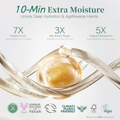APUREE Anti Aging Hand Mask Gloves: 10-Minute Repair& Extra Moisture (5 * 30g)| for Severely Dry & Cracked Hands | Luxury Home SPA & 7 Peptides Collagen| All Skin Types| Vegan & Cruelty Free - Thumbnail 3