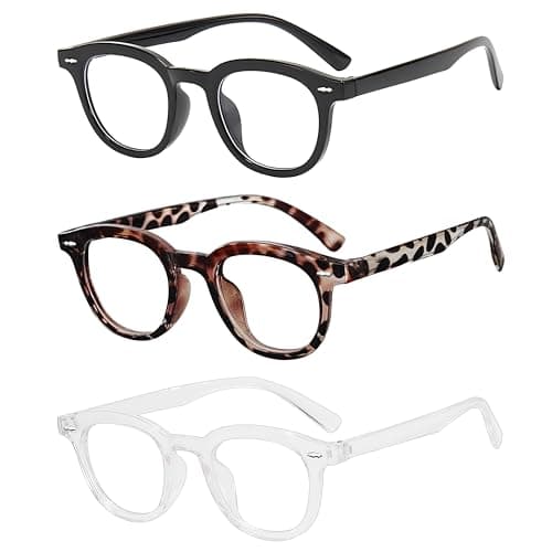 Nuanho 3 Pack Blue Light Blocking Glasses for Women & Men, Lightweight TR90 Round Computer Gaming Glasses, Anti Eyestrain Bluelight Glasses for Better Sleep - Image 1