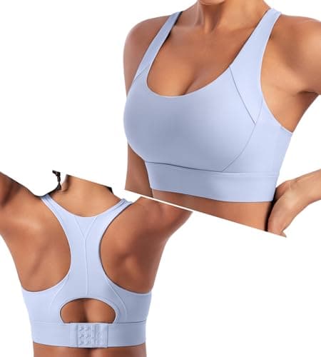 Sports Bras for Women High Support Racerback High Impact Sports Bra Push Up Womens Padded Workout Running Gym Yoga Tops Blue - Image 1