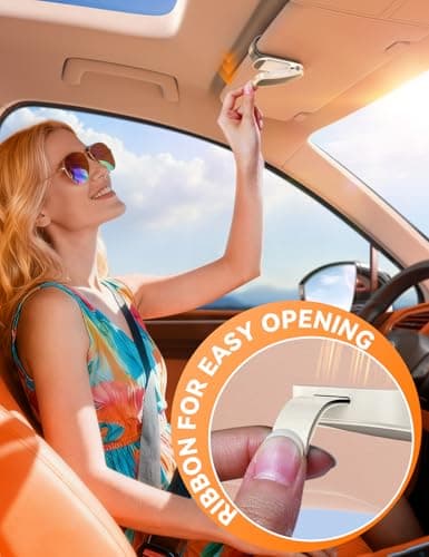 JOYROOM Sunglass Holder for Car Visor Sunglasses Holder Clip [Real One-Handed Operation] [Soft Foam Protection] [Non-Slip] Magnetic Leather Visor Organizer & Accessories Interior Gift for Women Men - Thumbnail 6